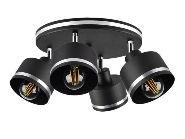Lampa sufitowa Lavedano czarna cztery reflektory E27 z chromem