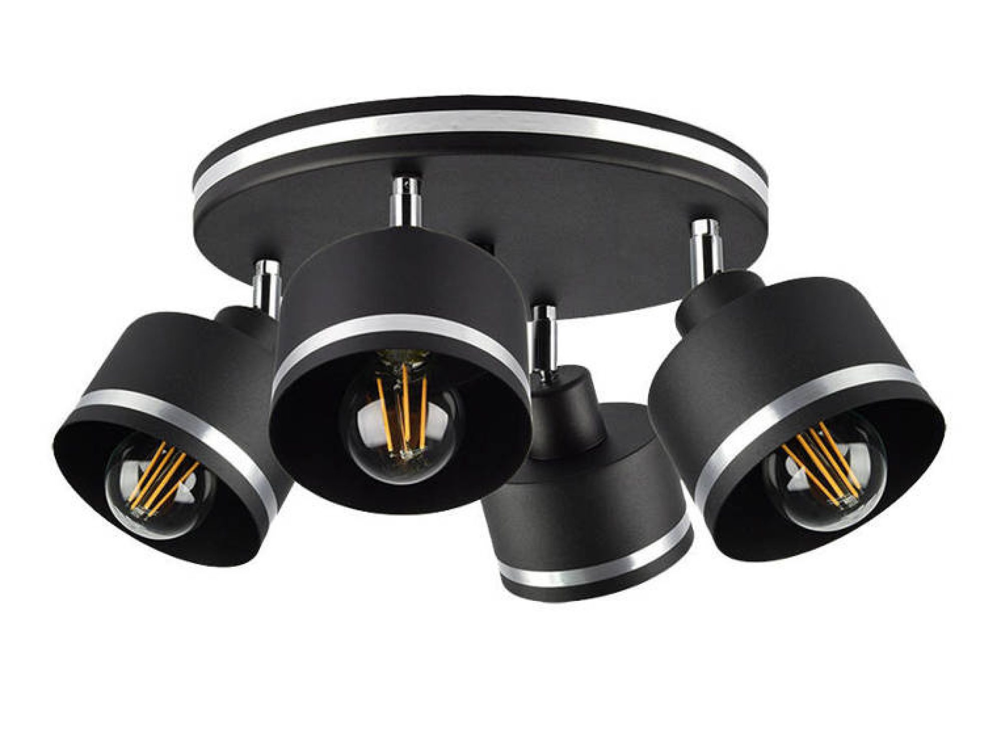 Lampa sufitowa Lavedano czarna cztery reflektory E27 z chromem