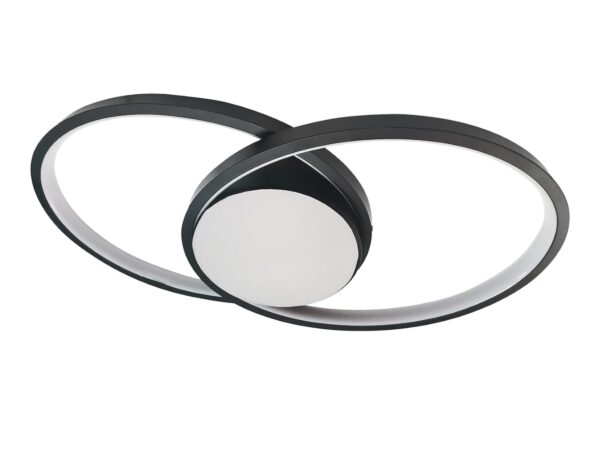 Lampa sufitowa Lavotia czarna 50 cm z podwójną obręczą LED