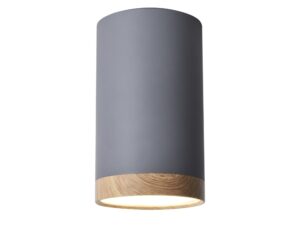 Miniaturka 2 - Szaro-drewniana lampa sufitowa cylindryczna ze zintegrowanym LED, widok produktu