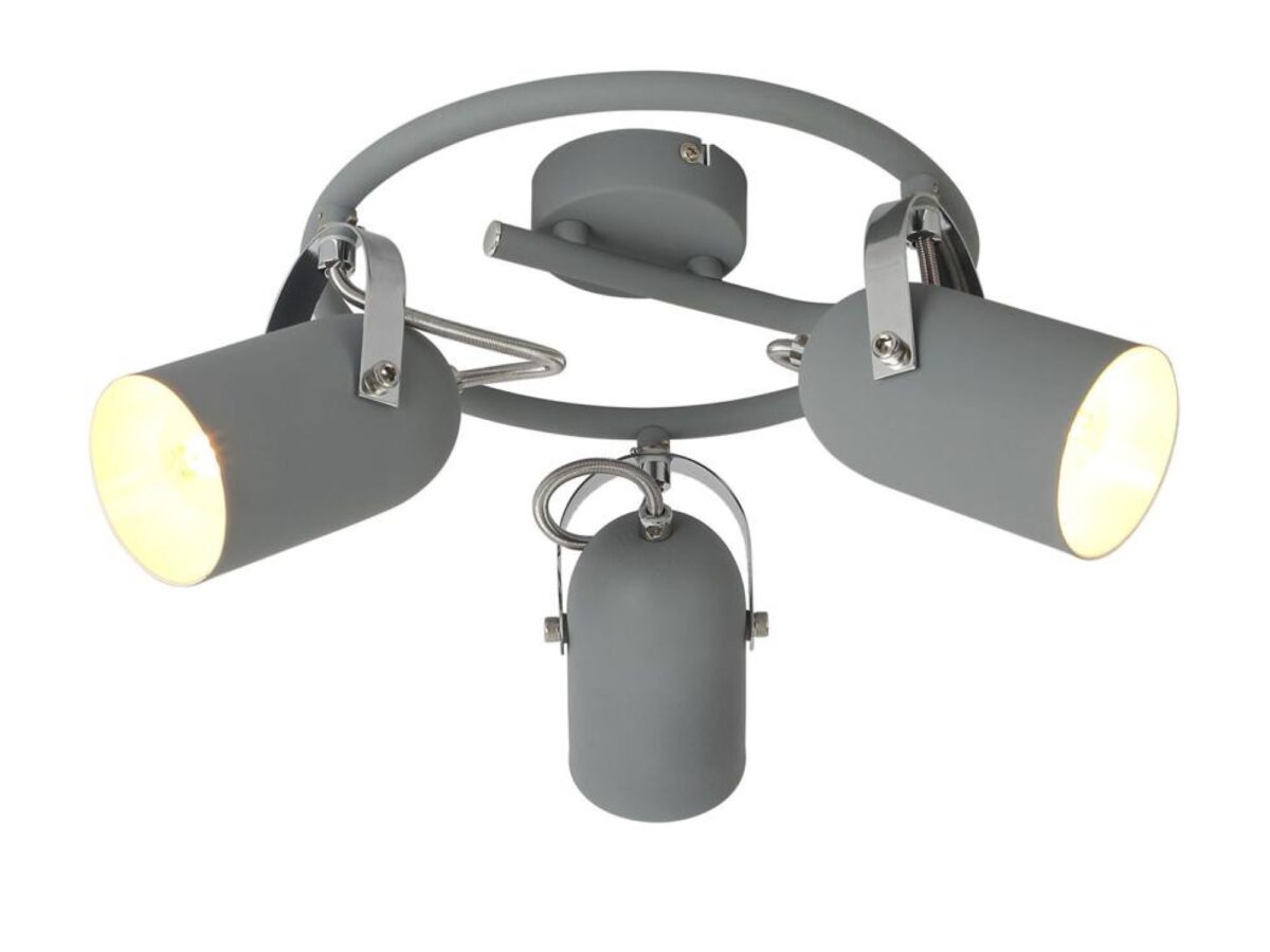 Lampa sufitowa Leveto spirala 3-punktowa E14 42 cm szara