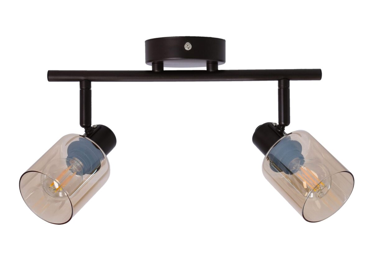 Lampa sufitowa Levonia 2×E14 z bursztynowymi kloszami