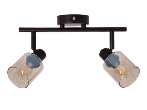 Miniaturka 2 - Lampa sufitowa Levonia dwupunktowa z bursztynowymi szklanymi kloszami na białym tle