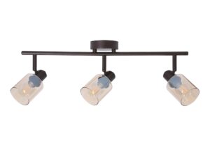 Miniaturka 2 - Lampa sufitowa Levonia z trzema bursztynowymi szklanymi kloszami