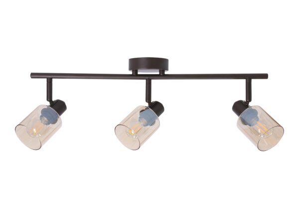 Lampa sufitowa Levonia z trzema bursztynowymi szklanymi kloszami