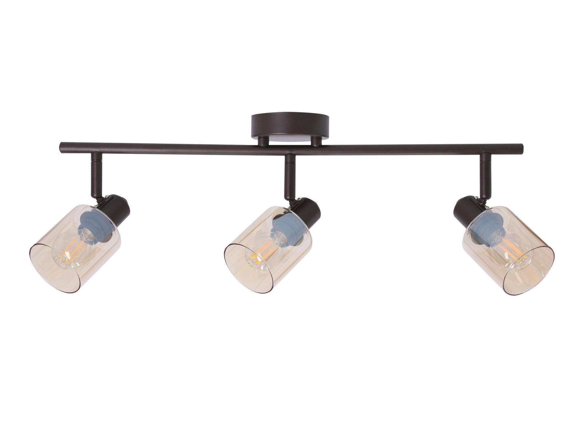 Lampa sufitowa Levonia z trzema bursztynowymi szklanymi kloszami