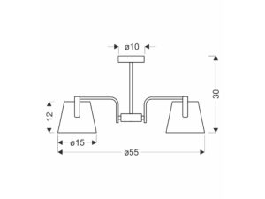 Miniaturka 3 - Lampa sufitowa Linireta – rysunek wymiarowy z trzema abażurami