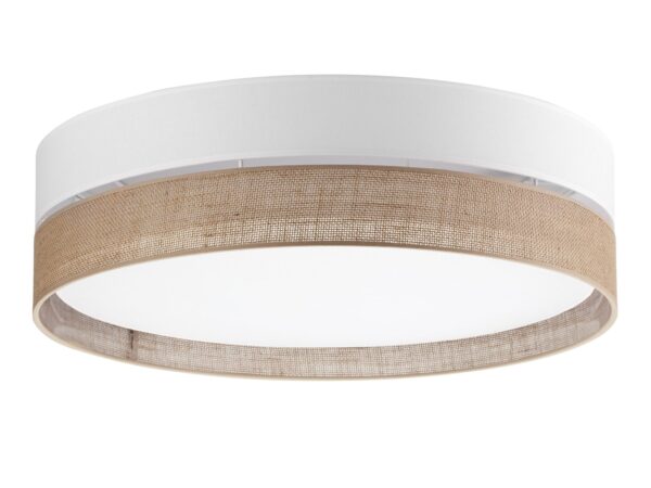 Lampa sufitowa Linobianco 4-punktowa 60 cm z biało-brązowym abażurem na białym tle