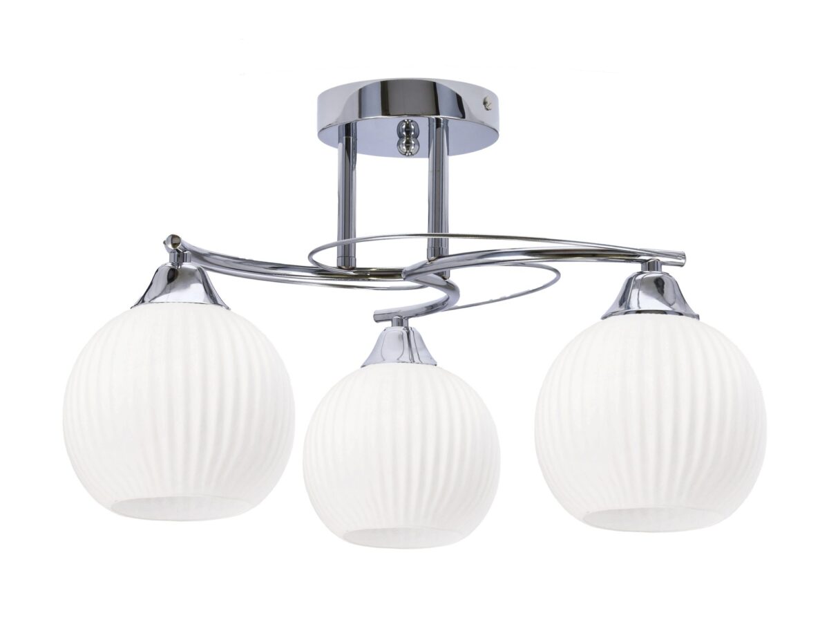 Lampa sufitowa Linotira 3-punktowa z białymi kloszami