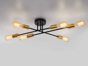 Miniaturka 3 - Dekoracyjny detal czarno-złotej lampy sufitowej Loretena w aranżacji