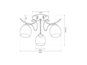 Miniaturka 7 - Lampa sufitowa Loretia chromowana 3 × E27 – wymiary