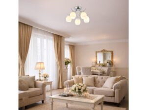 Miniaturka 3 - Lampa sufitowa Loretia chromowana 5 × E27 – aranzacja 3