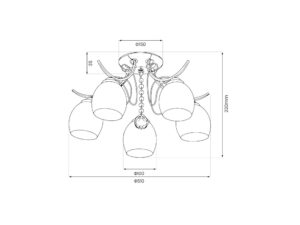Miniaturka 7 - Lampa sufitowa Loretia chromowana 5 × E27 – wymiary
