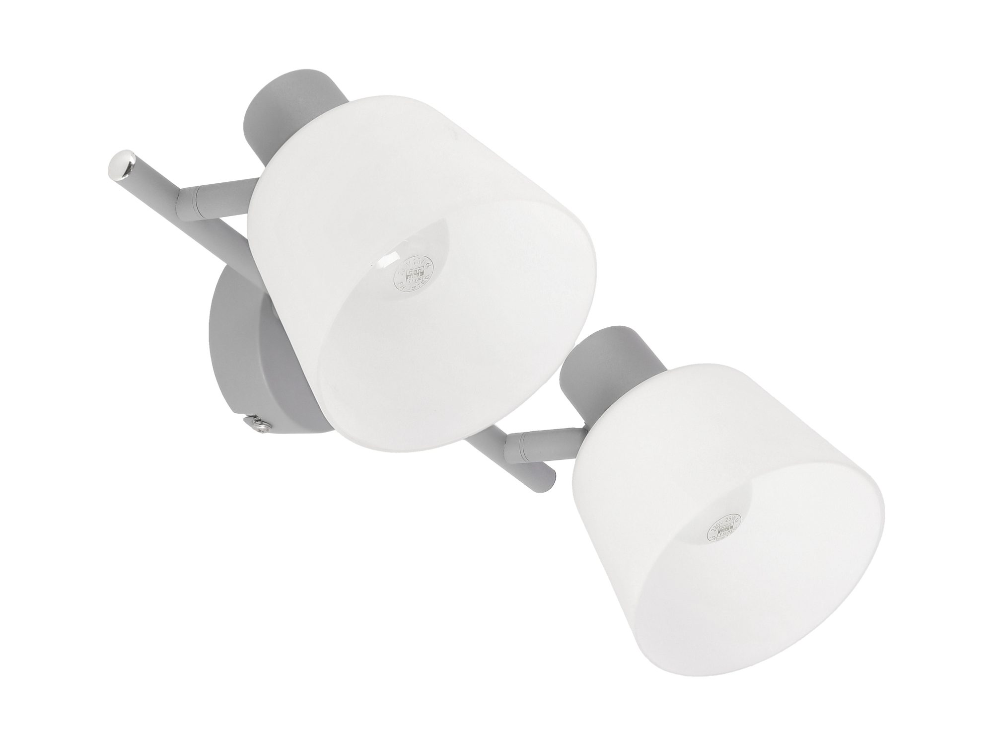 Lampa sufitowa Lumasona szara z dwoma białymi szklanymi kloszami E14
