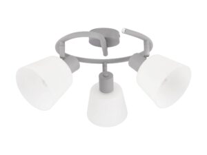 Miniaturka 2 - Lampa sufitowa Lumasona szara z trzema białymi szklanymi kloszami