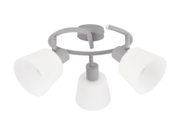 Lampa sufitowa Lumasona szara z trzema białymi szklanymi kloszami