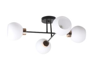 Miniaturka 2 - Lampa sufitowa Malivo 4-punktowa czarna ze złotymi detalami i białymi kulami