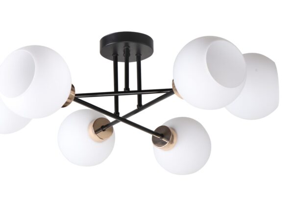 Lampa sufitowa Malivo 6-punktowa z sześcioma białymi szklanymi kulami