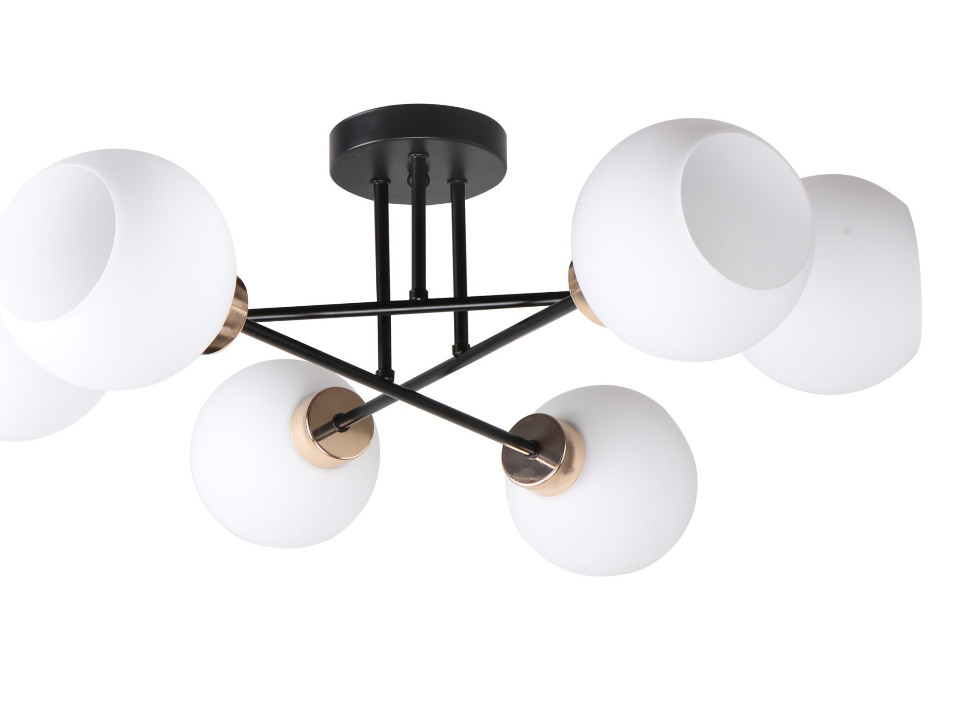 Lampa sufitowa Malivo 6-punktowa z sześcioma białymi szklanymi kulami
