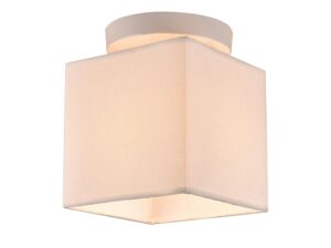 Miniaturka 2 - Biała lampa sufitowa Maradio z beżowym tkaninowym abażurem