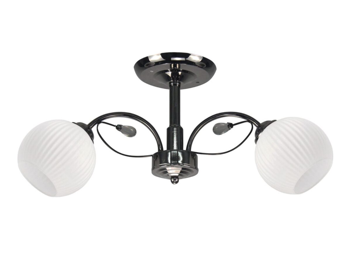 Lampa sufitowa Melatena czarna z dwoma białymi kloszami E27