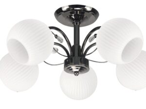 Miniaturka 2 - Lampa sufitowa Melatena czarna z pięcioma białymi kloszami