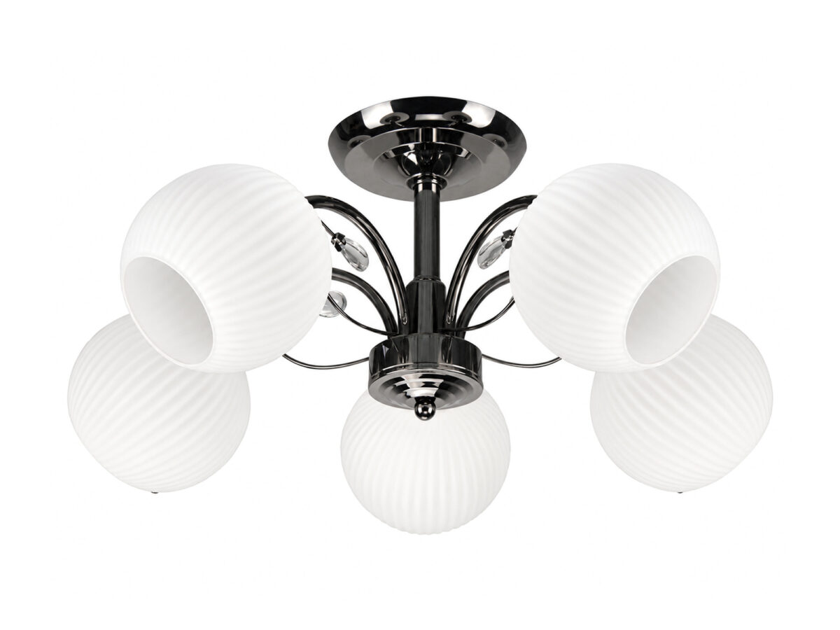 Lampa sufitowa Melatena czarna z białymi kloszami 5×E27