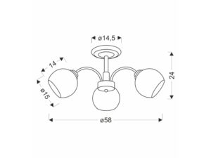 Miniaturka 1 - Lampa sufitowa Melatena rysunek wymiarów szerokość 58 cm