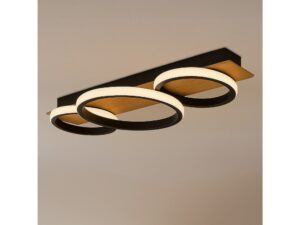 Miniaturka 3 - Lampa sufitowa LED Melevio czarna z dekorem drewna – zdjęcie 4