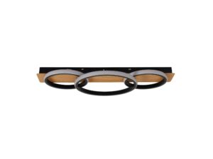 Miniaturka 1 - Lampa sufitowa LED Melevio czarna z dekorem drewna – zdjęcie 2