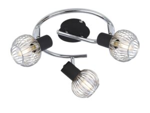 Miniaturka 2 - Spiralna lampa Melino czarna z chromowanymi ażurowymi kloszami