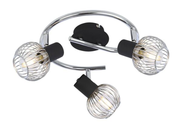 Spiralna lampa Melino czarna z chromowanymi ażurowymi kloszami