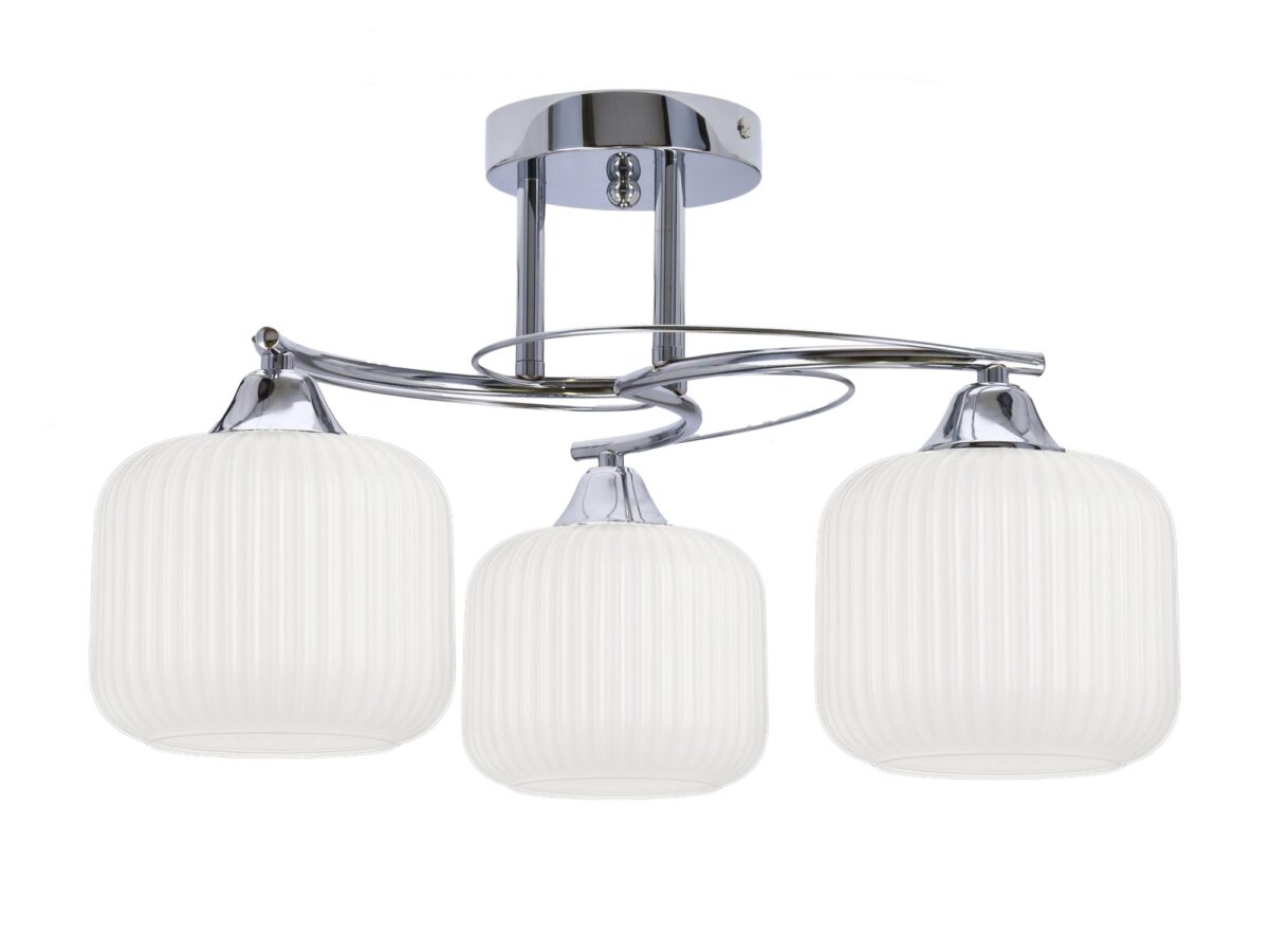 Lampa sufitowa z trzema kloszami Melivano 50 cm chrom