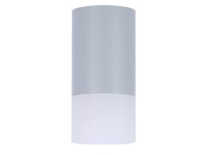 Miniaturka 4 - Szara cylindryczna lampa sufitowa natynkowa GU10 z mlecznym dolnym kloszem