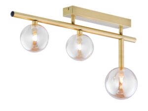 Miniaturka 4 - Lampa sufitowa Neptun 3-punktowa w patynowanym mosiądzu, trzy przezroczyste kuliste klosze