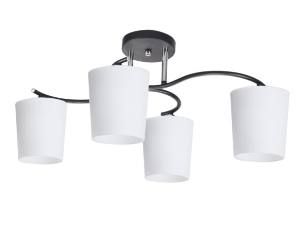 Lampa sufitowa Nerotora czteropunktowa z białymi szklanymi kloszami