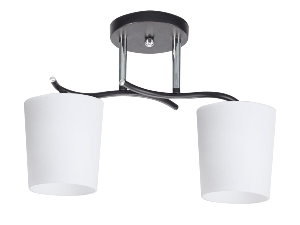Lampa sufitowa z dwoma kloszami Nerotora 37 cm chrom-czarna