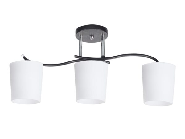 Lampa sufitowa Nerotora trzypunktowa czarna z białymi kloszami