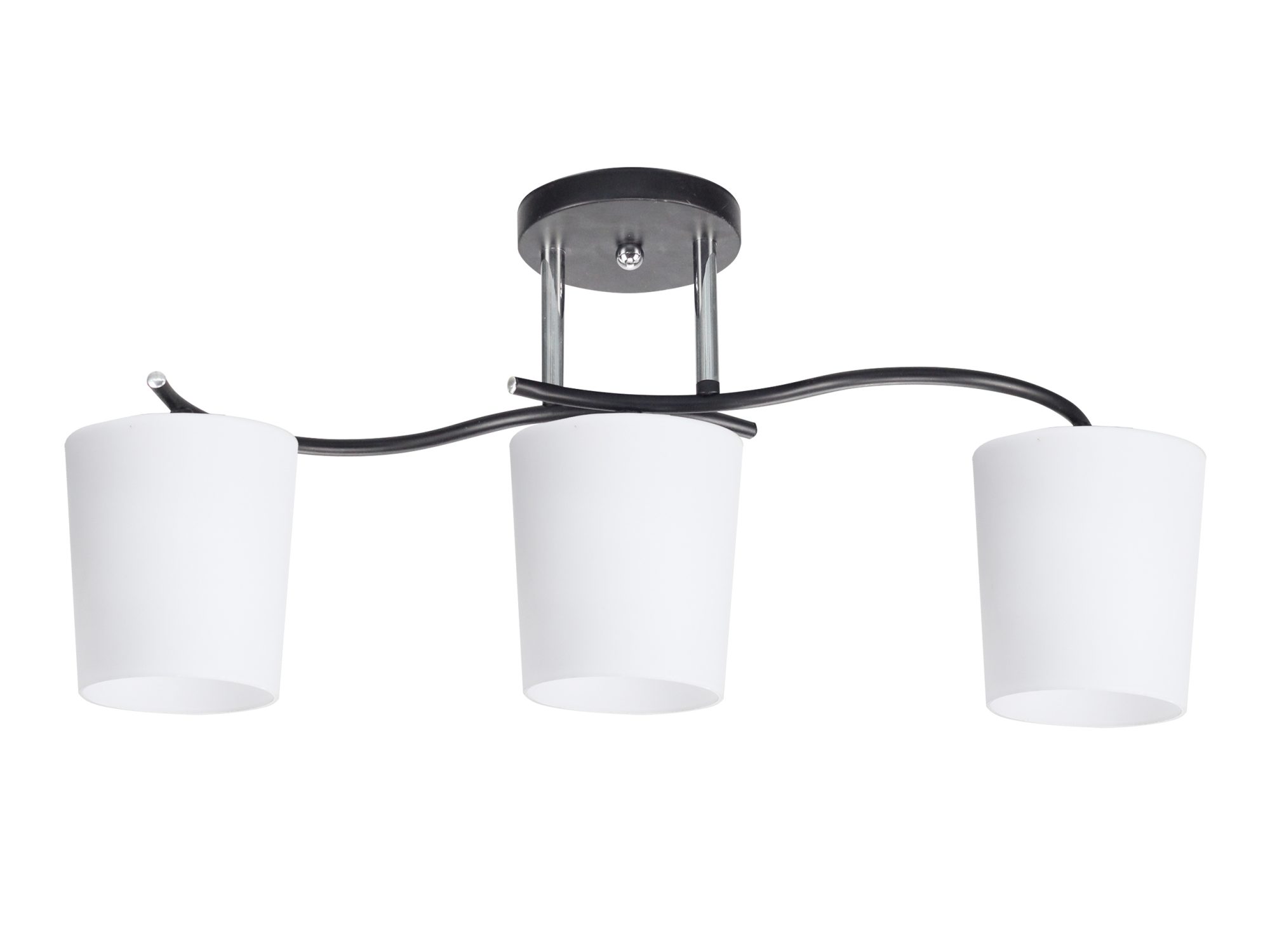 Lampa sufitowa Nerotora trzypunktowa czarna z białymi kloszami