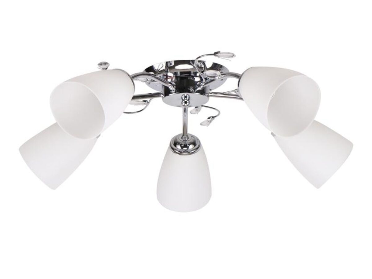 Lampa sufitowa Nevamia 5-punktowa z białymi kloszami