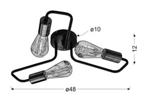 Miniaturka 3 - Rysunek wymiarowy lampy sufitowej Nevimela Ø48 cm, wysokość 12 cm