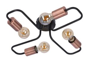 Miniaturka 3 - Lampa sufitowa Nevimela czarna z czterema odkrytymi oprawkami E27
