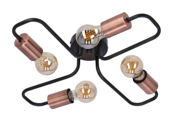 Lampa sufitowa Nevimela czarna z czterema odkrytymi oprawkami E27
