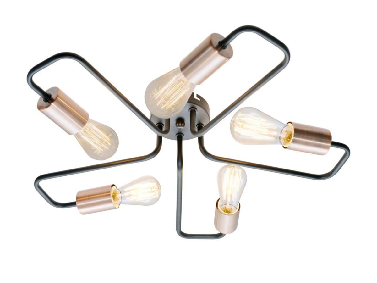Lampa sufitowa Nevimela 5-punktowa bez kloszy 54 cm czarna