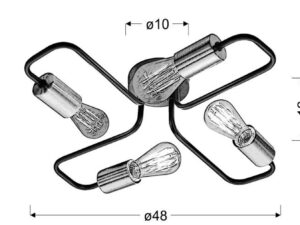 Miniaturka 2 - Lampa sufitowa Nevimela rysunek wymiarowy czteropunktowej oprawy