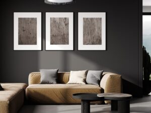 Miniaturka 1 - Lampa sufitowa Nicol czteropunktowa w aranżacji salonu z jasną kanapą