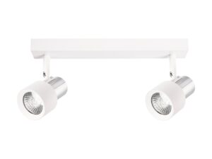 Miniaturka 5 - Norotela sufitowa biała z chromem, dwa ruchome reflektory GU10 na białym tle