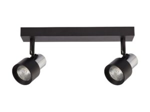 Miniaturka 1 - Norotela sufitowa czarna z chromem, dwa reflektory GU10 na białym tle