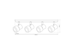 Miniaturka 4 - Rysunek wymiarowy Norotela 4 GU10: długość 60 cm, wysokość 11,5 cm