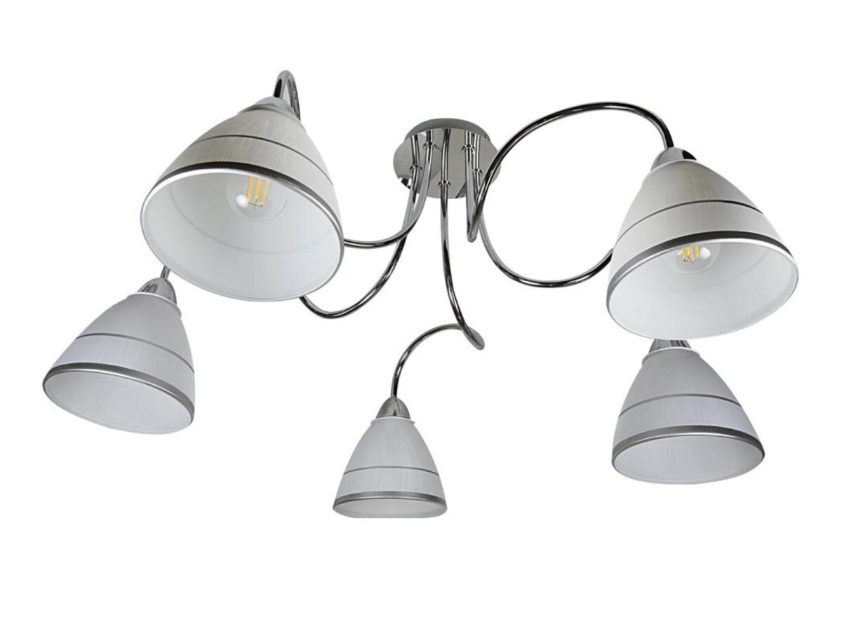 Lampa sufitowa Olamia 5-punktowa 67 cm z białymi kloszami